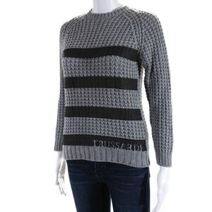 Trussardi Junior Wool Blend Chunky Knit Sweater in Gray & Black EUC